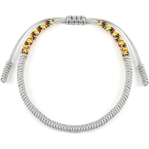 Lykke til håndlagde armbånd, vevde armbånd, justerbart tau-sjarmarmbånd for kvinner, menn, bestevenn, par Gray