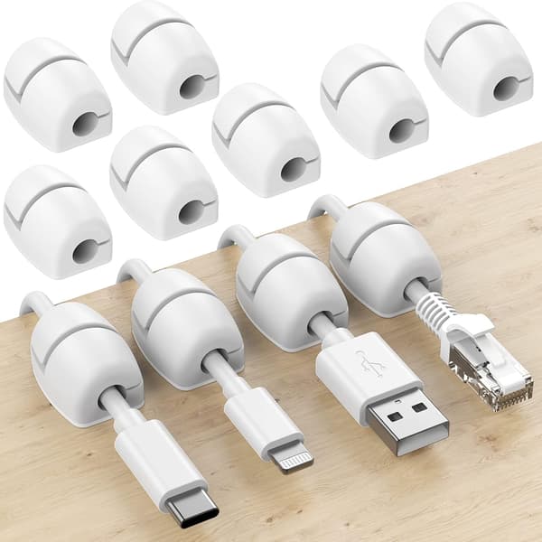 Kabelholder kabelklemmer kabelhåndtering, 16-pak silikonkabelklemmer White