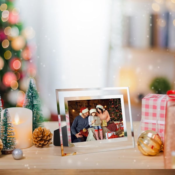 4-pack Fotoramar, 4x6 Tavelramar med Silverfärgat Spegelglas, Multifunktionella Fotoramar för Bordsvisning