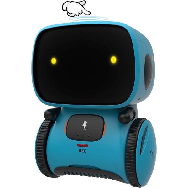 Barn Intelligent Robotleksaker - Röst- och beröringskontroll, smarta robotleksaker för barn för flickor, inspelare och prata som du blue 3.9*3.7*5.1 inch