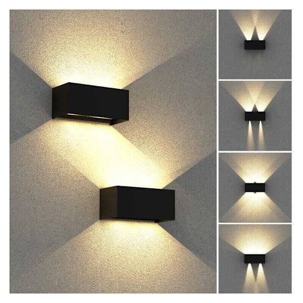 24W LED Vägglampa Inomhus/Utomhus, Med Justerbar Ljusvinkel, Vattentät IP65 - Varmt Ljus - 2 Enheter för Vardagsrum, Hall