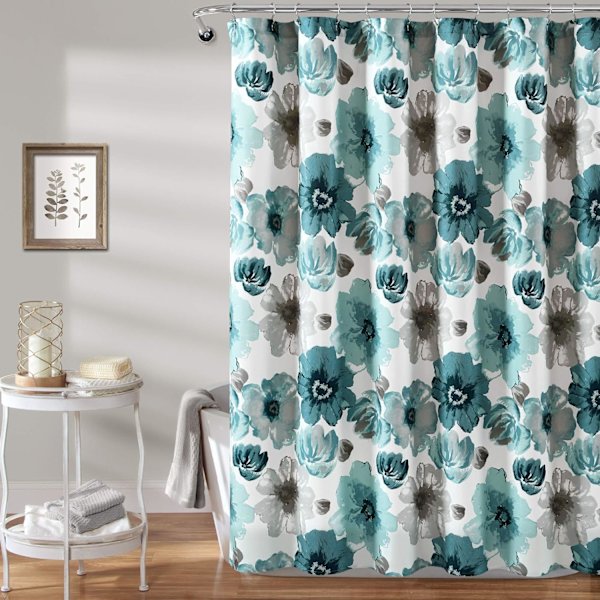 Blomsterbruseforhæng, smukt bruseforhæng, forårsindretning, farverige blomstrende blomster, landlig sommerhus og badeværelsesindretning Blue 90*150cm
