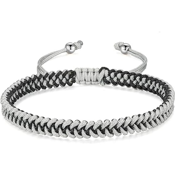 Flätad rep armband dam herr, flickor pojkar födelsedag vänskap par presenter handgjorda smycken Gray-black