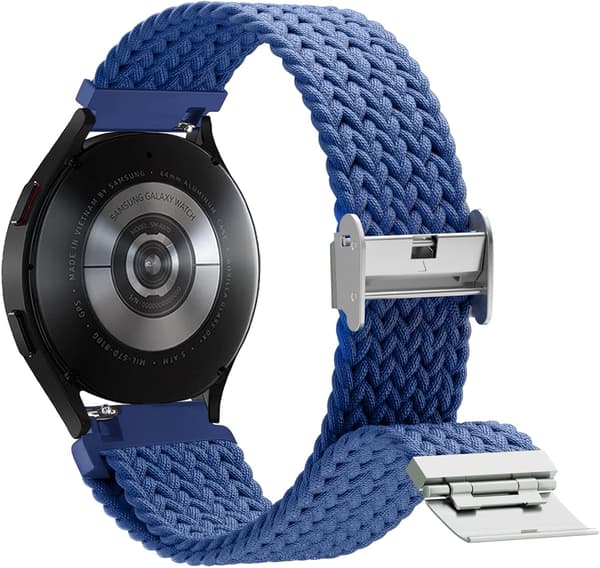 20 mm flettet nylon urrem til Samsung Galaxy Watch 7/6/5/4/FE/5 Pro, strækbar rem til Garmin Vivoactive & Forerunner