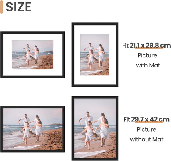 A3 Bilderram, 3-pack Svart Fotoram, Väggmonterad Bild 29,7 x 42 cm Style 2
