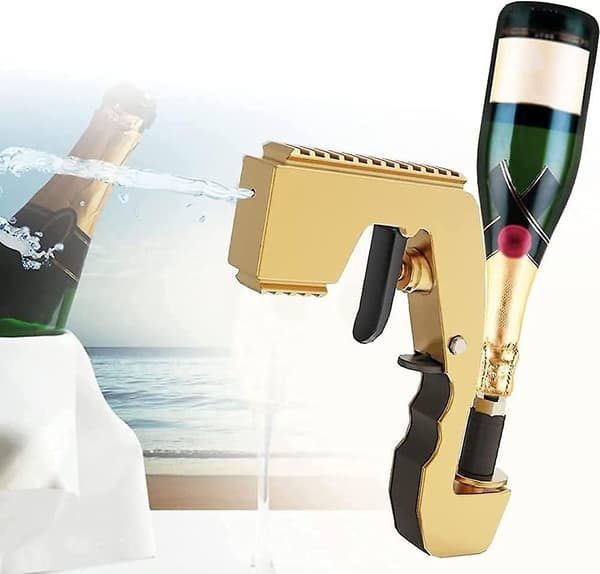 Champagnesprutpistol, ölspruta, champagnekorkskruv för fester