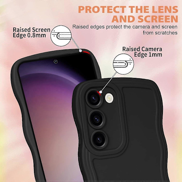 Samsung Galaxy S23 Plus -puhelinkotelo, kihara aaltomuotoinen kehys, nestemäinen silikoni, joustava, pehmeä, iskunkestävä, kameran suojapuskurin suojus