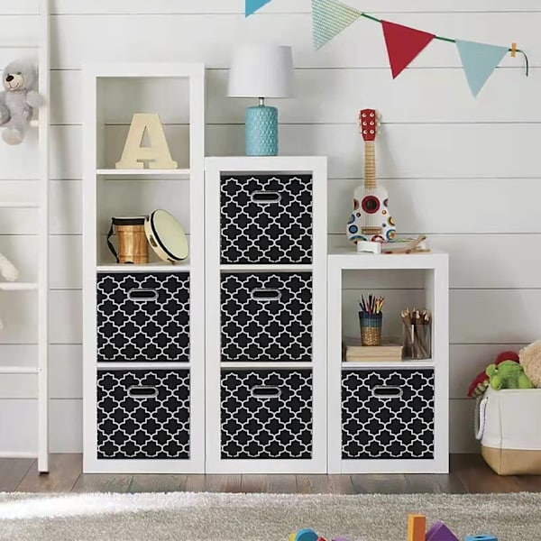 Taitettavat kangassäilytyslaatikot, joissa soikeat silmukat, 4 kpl Black 28*28*28cm