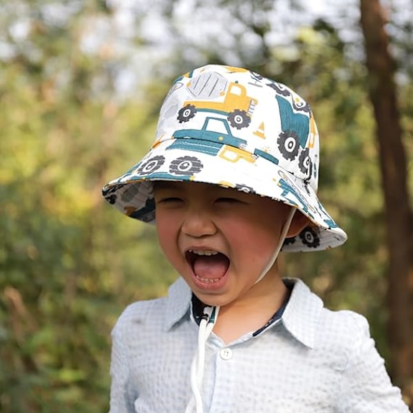 Baby Solhat, Spædbarns Bucket Hat, Børns Sommer Fiskerhatte til Spædbørn Drenge Piger, Bredskygget Strandhat Dinosaur Fiskerhat