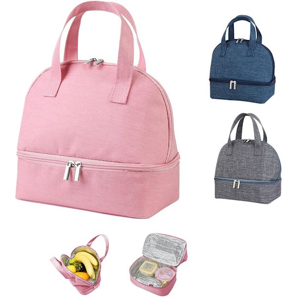 Lunsjkurv, isolert lunsjpose, vanntett lunsjpose, liten isolert lunsjpose, mini isolert lunsjpose, rosa