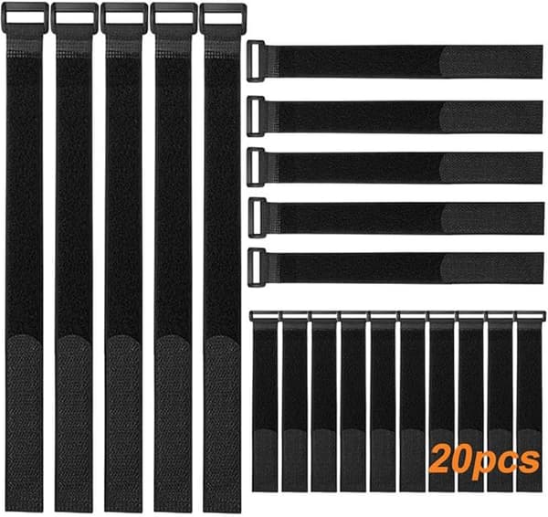 Premium sorte Velcro-kabelbindere, multifunktionelle Velcro-stropper Black set3