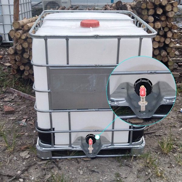 S60X6 IBC Forkromet messinghaneforbindelse, med 1/2\" (13mm) slangeforbindelse, afløbstankadapter, til havehane, til tankadapter