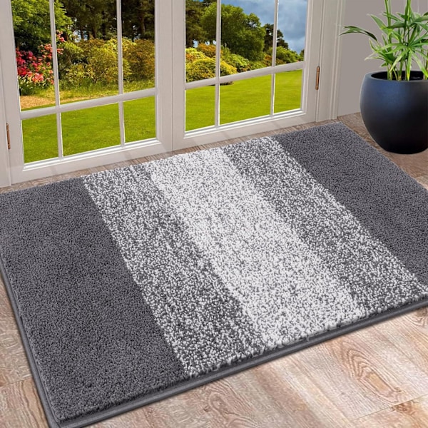 Ovimatot Sisätiloihin, Konepesu Kestävä Ovimatto, Likapyydystävä Ovimatto, Super Imuva Sisäänkäynnin Matto (50 X 80 cm, Harmaa) Grey