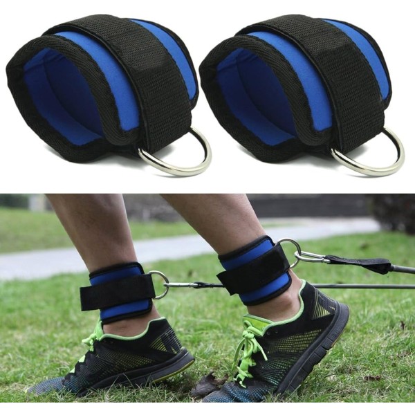 2 stk. Ankelstropper for Kabelmaskiner for Benstropper for Trening på Treningssenter Blue