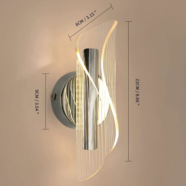 Vägglampa inomhus, 10W kreativt böjt design vägglampa, 3 färgtemperaturer RA≥85 inomhusväggbelysning för sovrum vardagsrum kök hall