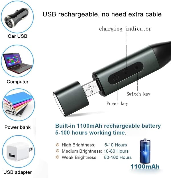 Læselampe, USB genopladelig E-reader natlys, Hug Light 3 lysstyrkemodusser, 360° fleksibel boglampe, i sengelys (grå)