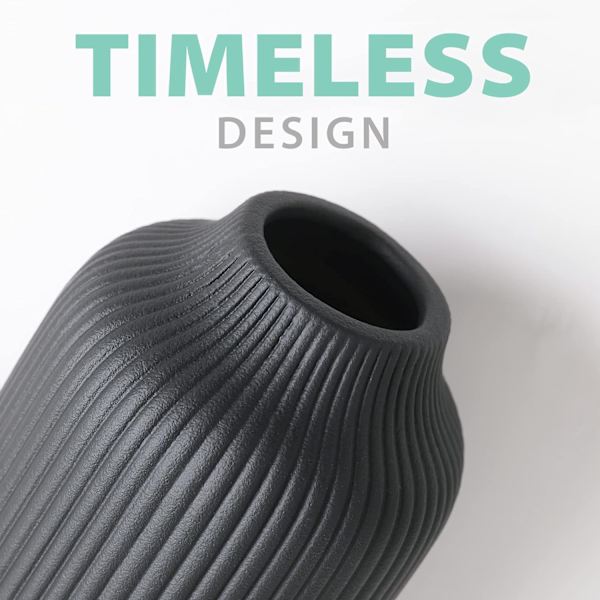 Keramisk Vase i Nordisk Stil, Dekorativ Vase for Boho Innredning, Matt Vase Black-2