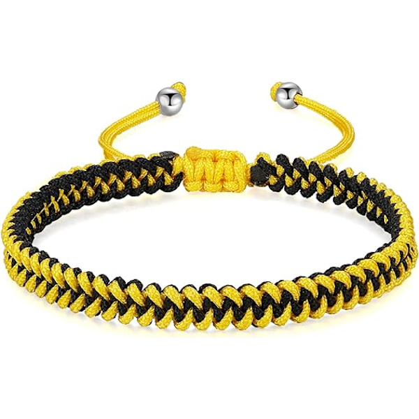 Flätad rep armband dam herr, flickor pojkar födelsedag vänskap par presenter handgjorda smycken Yellow-black