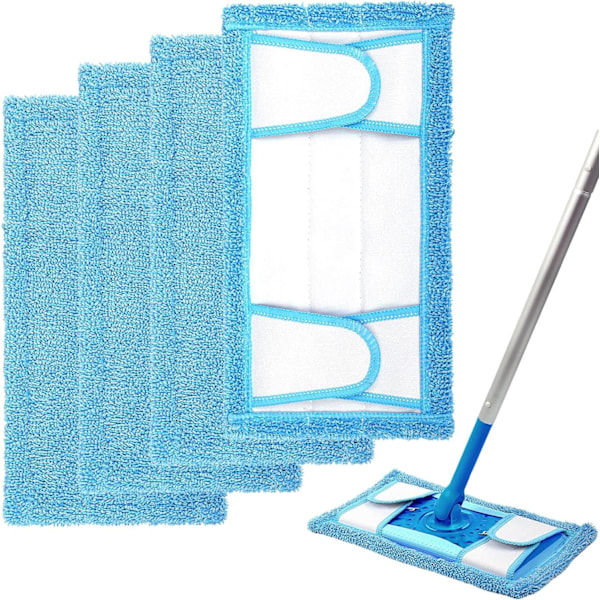 Genanvendelige Mop-Puder til Flash Speedmop Heavy Duty Mikrofiber Vådt & Tørt Rengøring Mop-Pude Maskinvaskbar Op til 100x (4-pak)