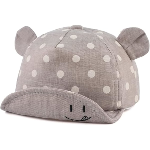 Summer Infant Baseballkeps Björnöron Småbarn Flickor Solhattar Vår Söt Bebismössa för Pojkar 6-24 Månader Gray