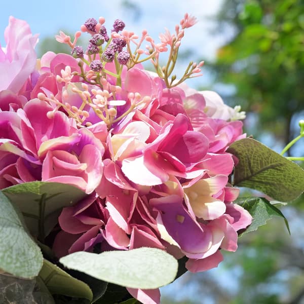 5-pack Konstgjorda Hydrangea Blommor i Silke, Blomsterarrangemang Dekoration 47cm rose red