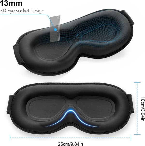 100 % lystett sovemaske for menn og kvinner, null trykk under søvn, ergonomisk 3D-design, ultramyk og komfortabel for søvn