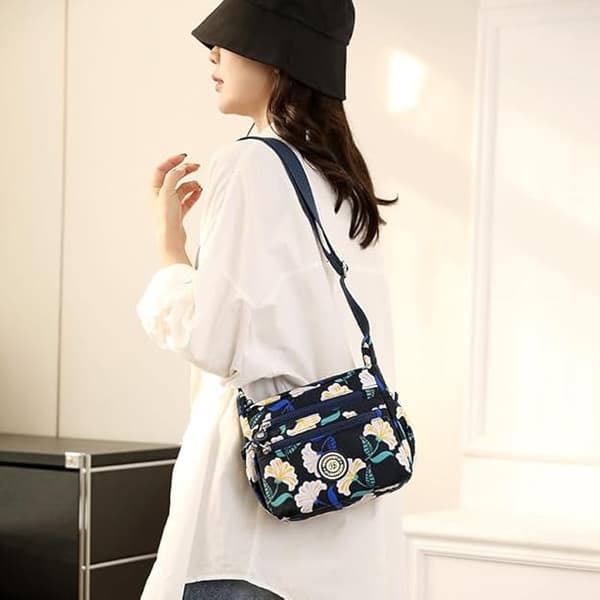 Dam Multi-Pocket Casual Crossbody Handväskor Vattentäta Axelväskor i Nylon