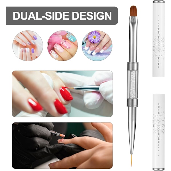 Nageldesignborste, fransk nagelborste nylonfiber nageldesignverktyg för kvinnor nageldesign