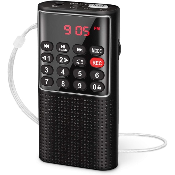 Kannettava FM-radio tallentimella, minidigitaalinen taskuradio SD/TF/AUX-musiikkisoittimella, pieni radio black