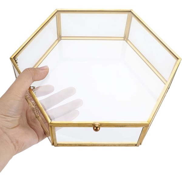 Smyckeskrin Dekorativ Glas Smyckeskrin Makeup Organizer Presentask Smyckesvisningshållare för Örhängen, Halsband-13*12*5cm
