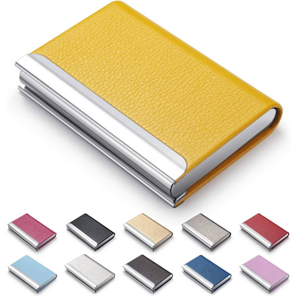 Visitkortfodral, PU-läder, Rostfritt Stål, med Magnetisk Stängning yellow