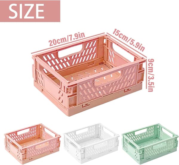2/3 stk Store Sammenleggbare Kurver, Stable Foldbare Plast Oppbevaringsbokser, Plastboks, Sparboks, for Kontor, Kjøkken, Bad 3PC 20*15*9CM