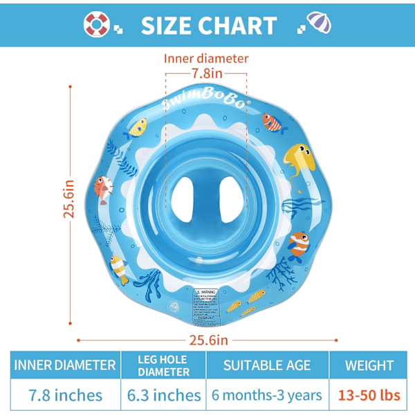 Baby Flytväst Uppblåsbar Baby Simring med Säte för Spädbarn/Småbarn 6-36 Månader, Barn Midjeflytväst