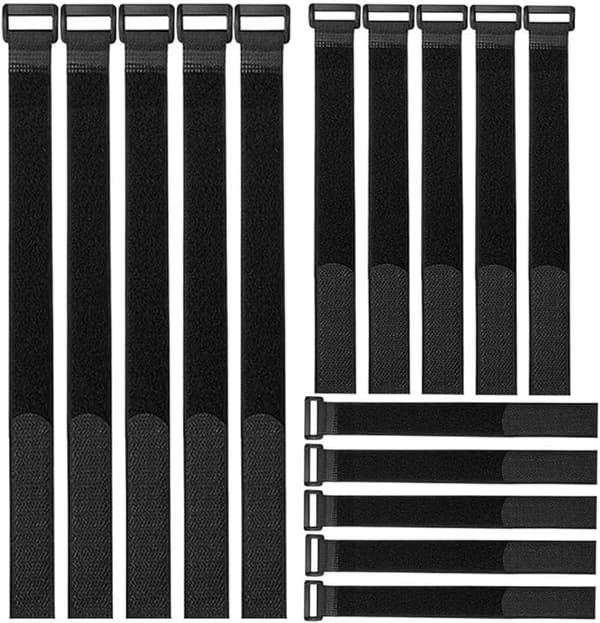Premium sorte Velcro-kabelbindere, multifunktionelle Velcro-stropper Black set4