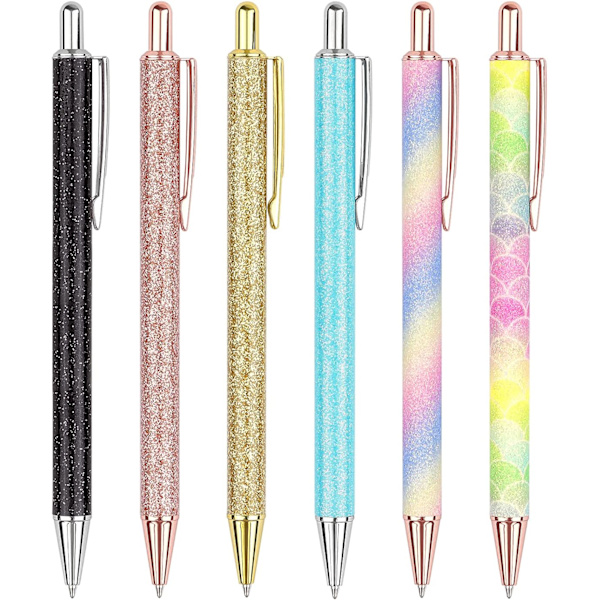 Kimaltelevat ruusukultaiset kuulakärkikynät, musta muste, keskikokoinen kärki 1 mm, lahjat ja toimistotarvikkeet Multicolor 8 PCS