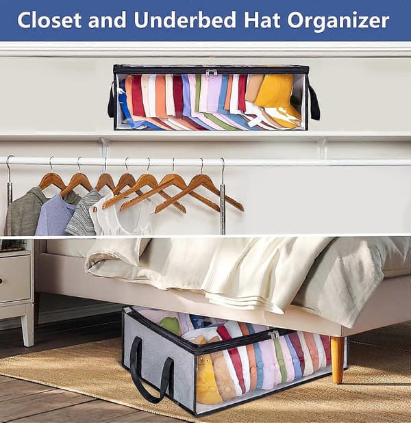 Baseball Caps Oppbevaring, Stor, Holder opptil 40 Caps, Bred Hatt Organizer for Skap, Snapback Holder, Grå
