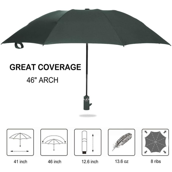 Paraply Vindtæt rejseparaply Kompakt sammenfoldelig omvendt paraply Light Grey