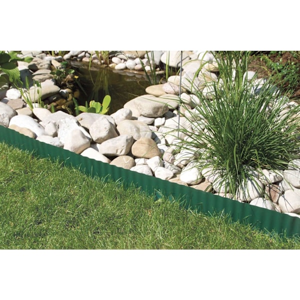 PE/PP Kantstöd för Trädgård - 9m x 20cm - Korrugerad - För Gräsmattor, Rabatter, Ängar - Grön