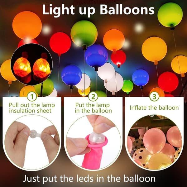 30 st mini LED-upplysta ballonger, runda blinkande partylampor