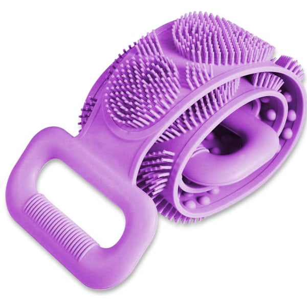 24 \" Ryggskrubbare Kroppsborste Silikon Bad Duschborste för Användning i Duschen för Kvinnor Män Mjuk Exfolierande Silikon Badhandduk Purple