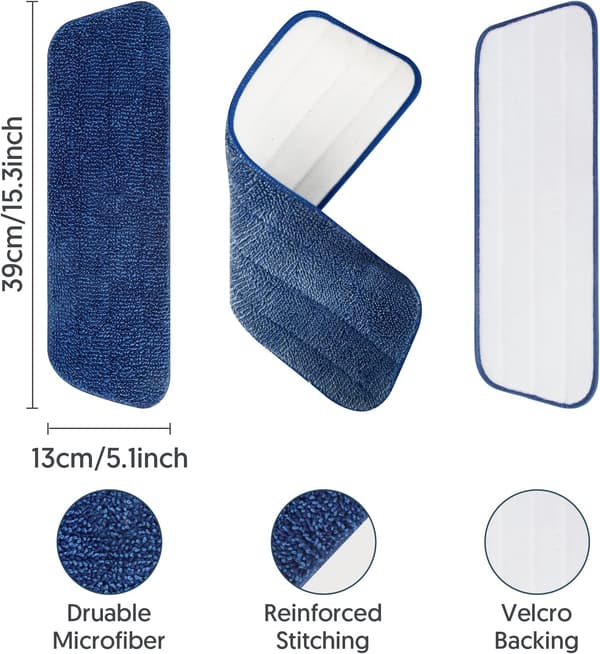 7-pakning mikrofiber moppeputer vaskbare gjenbrukbare spraymopprefiller, våte tørre gulvrengjøringsputer for hardtre, fliser, tre- og vinylgulv