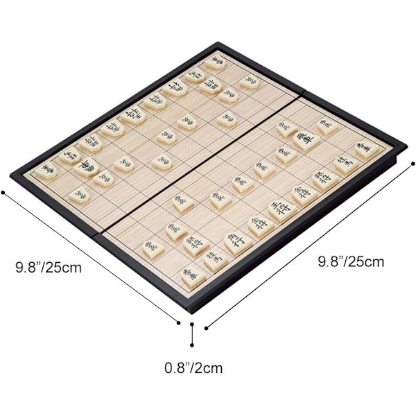 Shogi Japansk schack magnetiskt resespel set-9,8 tum, bärbart hopfällbart brädspel, pedagogiska leksaker/gåva 9.84 x 9.84 x 0.79 inches