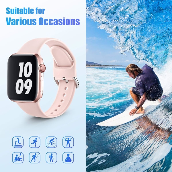 Sportrem til Apple Watch iWatch-remme unisex, bløde silikonearmbånd til Apple Watch 3 6 5 4 2 1 SE Pink Sand 38mm/40mm S/M