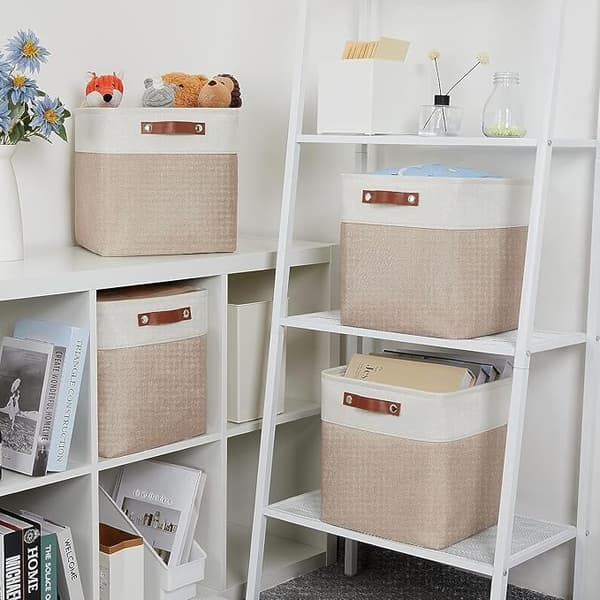 Tygförvaringskuber set om 4, förvaringskorg för sovrum apricot 28*28*28cm