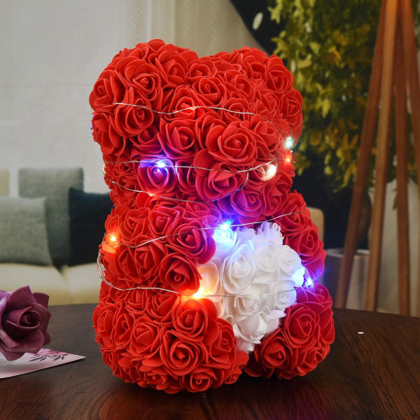 25cm Rose Teddy Bear Rose Blomma Björn Red