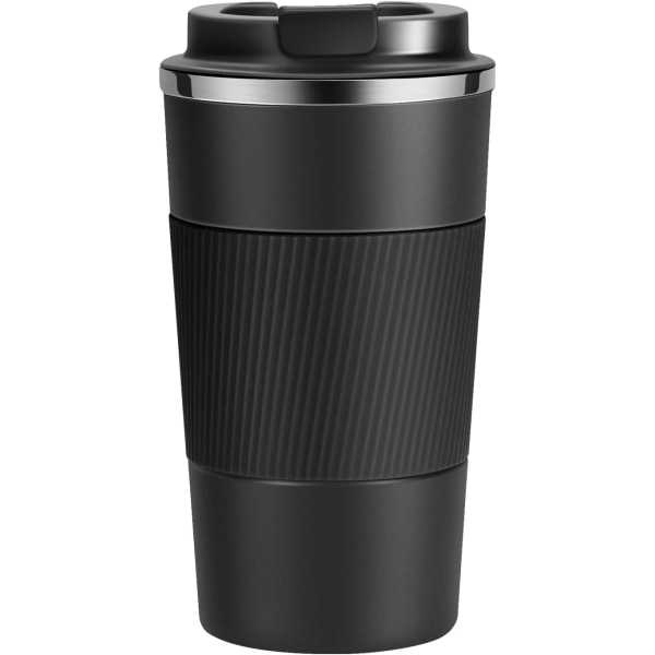 Resemugg Återanvändbara kaffekoppar 510ml/18oz Thermal vakuumisolering Flaska i rostfritt stål för varma kalla drycker Svart