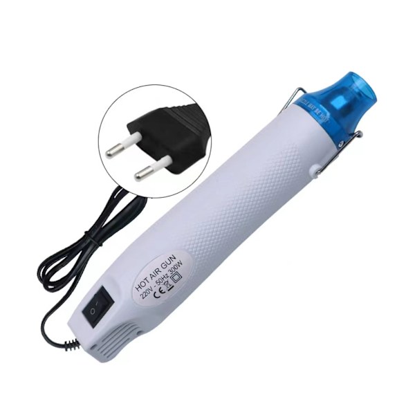 Mini Elektrisk Varmeluftpistol 300W Bærbar Varmepistol Temperatur DIY Varmeluftpistol til Tørring af Maling, Gummistempel, Opvarmning af Ler (Hvid)