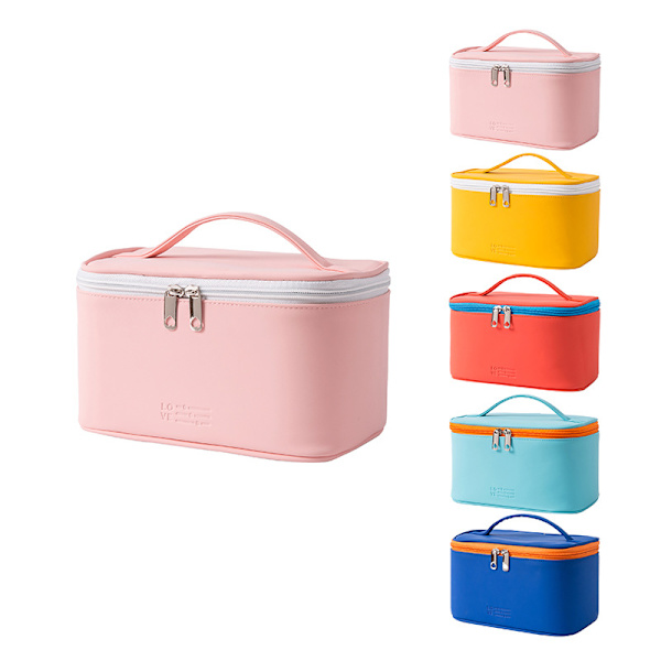 Kosmetisk taske makeup taske til pung pung rejse skønhed lynlås arrangør taske gaver, PU læder vaskbar vandtæt pink 8.5inch x 5.5inch x 4.5inch
