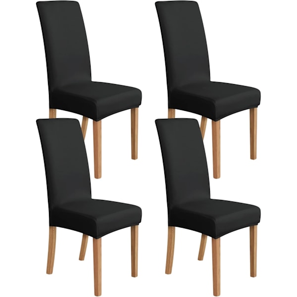 Stretch Stolskydd för Matbord, Set om 4, Mörkgrå