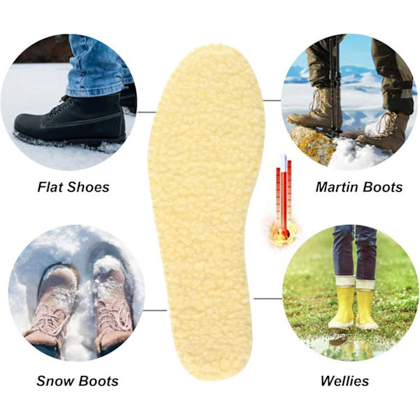 Damullens ullinlägg med dämpning för vinter, bekväma varma skoinlägg för stövlar, sneakers, tofflor